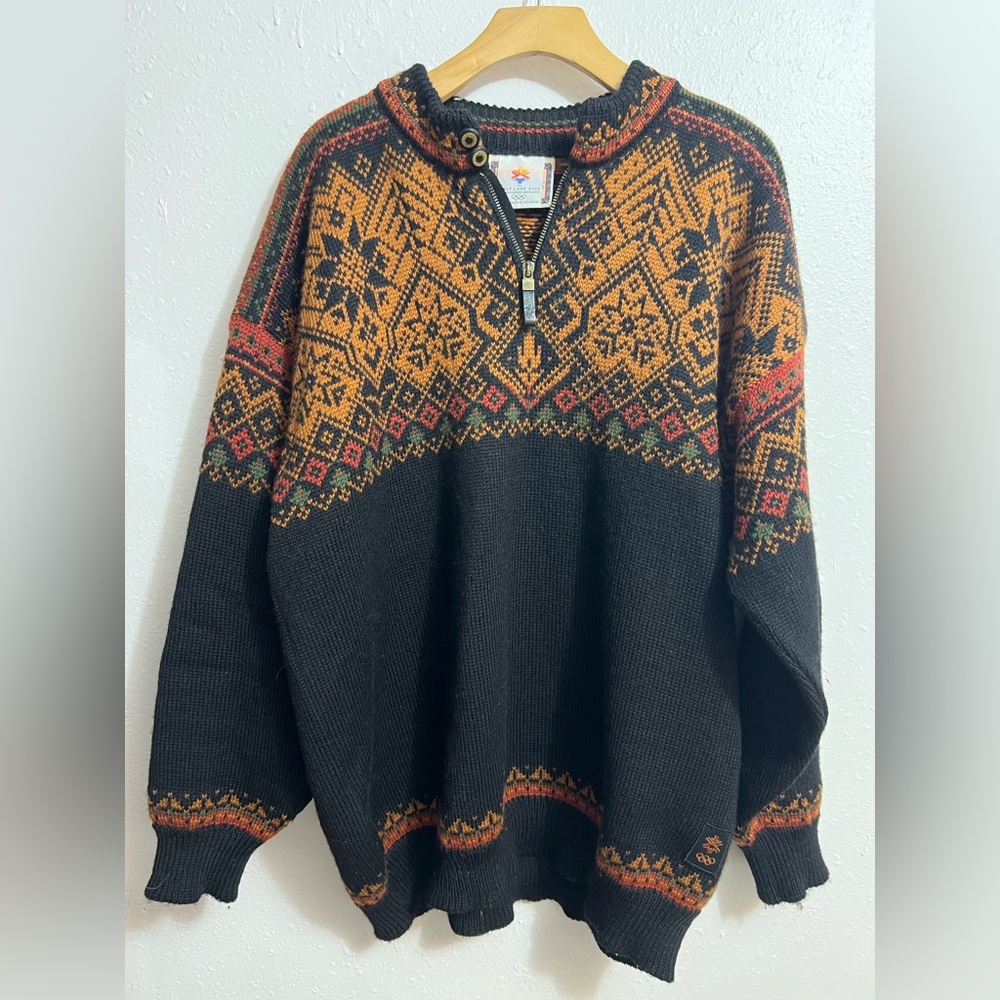 Dale of Norway Black & Orange Nordic Half-Zip Men's Sweater